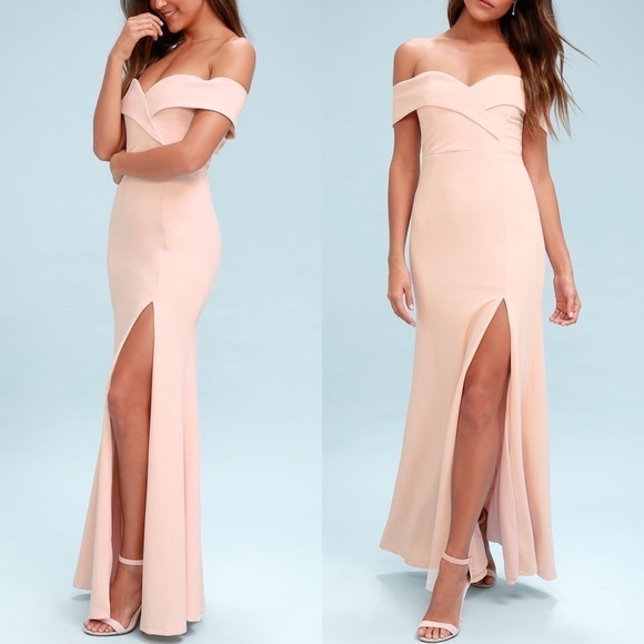 Lulus Song of Love Blush Pink Off-the-Shoulder Maxi Dress size small NWT - Picture 1 of 12